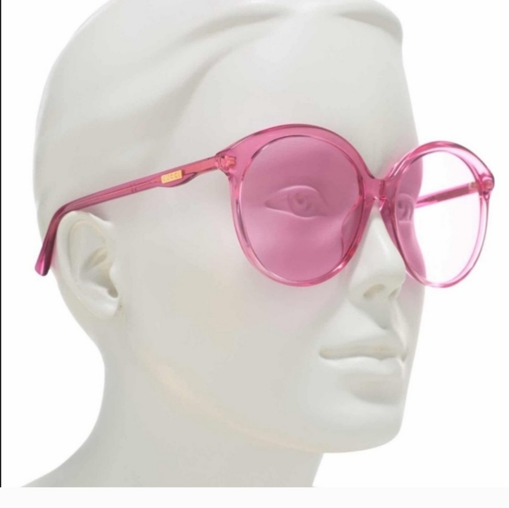 NWOT Gucci Transparent Metallic Glitter Pink Glasses Sunglasses GG0257S - Picture 5 of 9